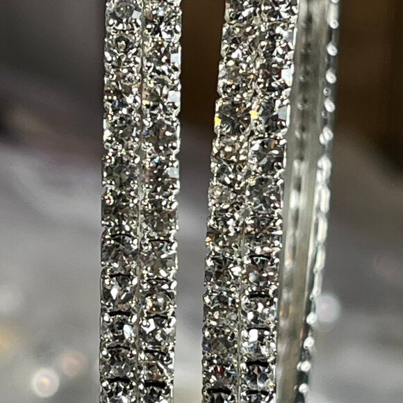 Swarovski Elements Women's Hoop Earrings Clear Crystals two tiers - Picture 5 of 6